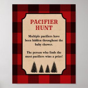 Pacifier Hunt Baby Shower Game Sign Lumberjack