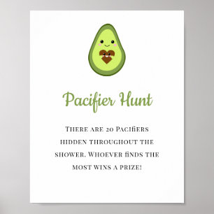 Pacifier Hunt Game Sign Avocado Fiesta Baby Shower