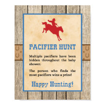 Pacifier Hunt Game Sign Cowboy Western Shower