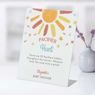 Pacifier Hunt Here Comes The Son Baby Shower Pedestal Sign