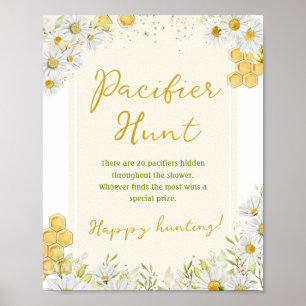 Pacifier Hunt Honeybee Mummy to Bee Baby Shower Poster