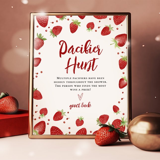 Pacifier Hunt Watercolor Strawberry Table Signs (Creator Uploaded)