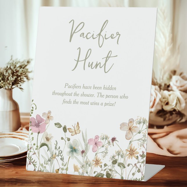 Pacifier Hunt Wildflower Baby Shower Pedestal Sign (Creator Uploaded)