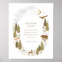 Pacifier Hunt Woodland Baby Shower Sign