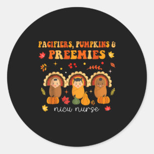 Pacifiers Pumpkins Preemies Nicu Nurse Gift Classic Round Sticker