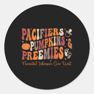 Pacifiers Pumpkins Preemies Nicu Nurse Halloween N Classic Round Sticker