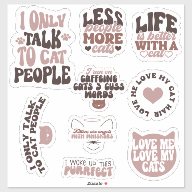 pack cute cats motivational quote retro funny (Sheet)