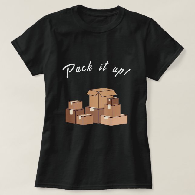 Pack It Up Moving Boxes T-Shirt (Design Front)