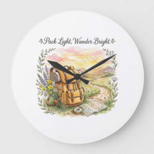 Pack Light Wander Bright Travel Adventure Quote Large Clock