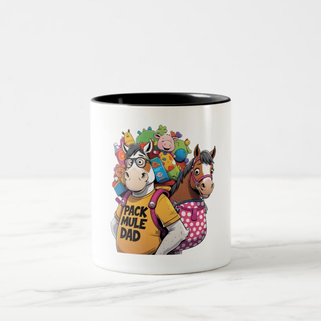 Pack Mule Dad – Funny Horse   Two-Tone Coffee Mug (Center)