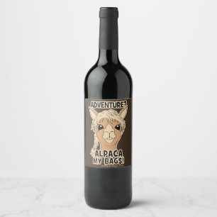Pack My Bags Funny Alpaca Llama Wine Label