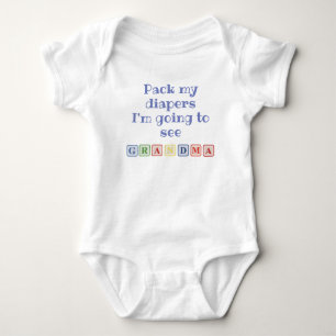 Pack my Diapers I'm Going to See Grandma Fun Quote Baby Bodysuit