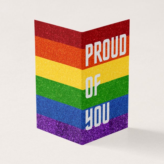 Pack of 25 LGBT Glitter Proud Of You Card (Outside)