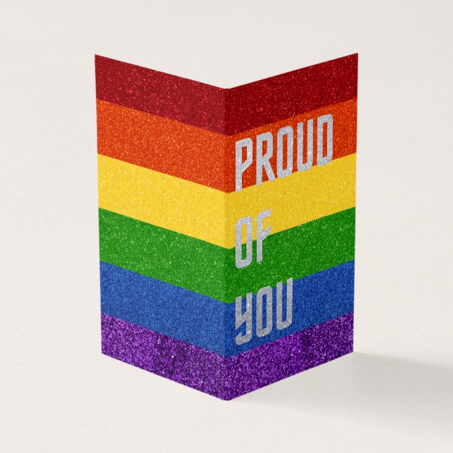 Pack of 25 LGBT Glitter Proud Of You Card (Outside)