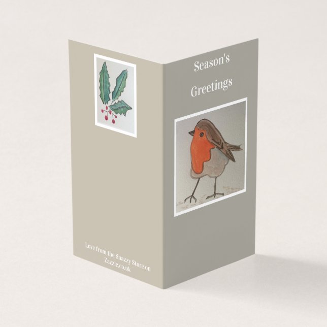 Pack of 25 Season's Greetings Robin & Ivy Cards (Outside)