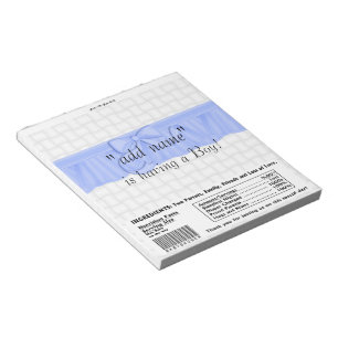 Pack of Baby Shower Candy Bar Wrapper Party Favour Notepad