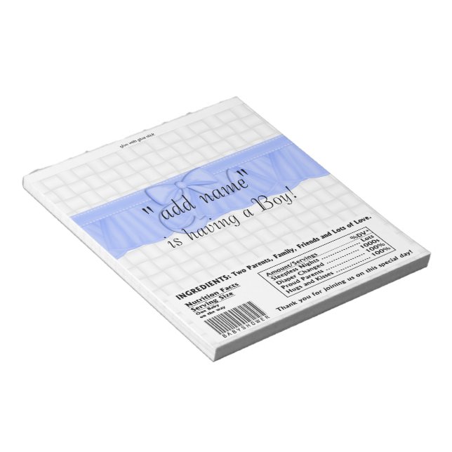 Pack of Baby Shower Candy Bar Wrapper Party Favour Notepad (Angled)
