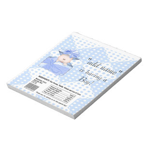 Pack of Baby Shower Candy Bar Wrapper Party Favour Notepad