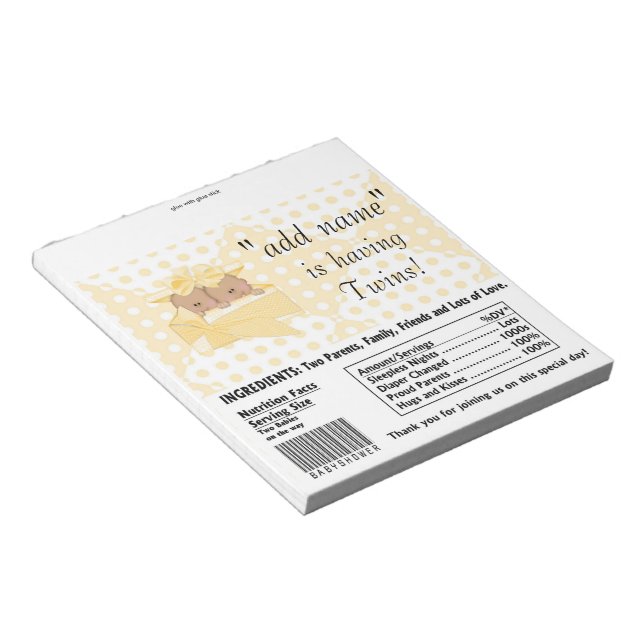 Pack of Baby Shower Candy Bar Wrappers Party Favou Notepad (Angled)