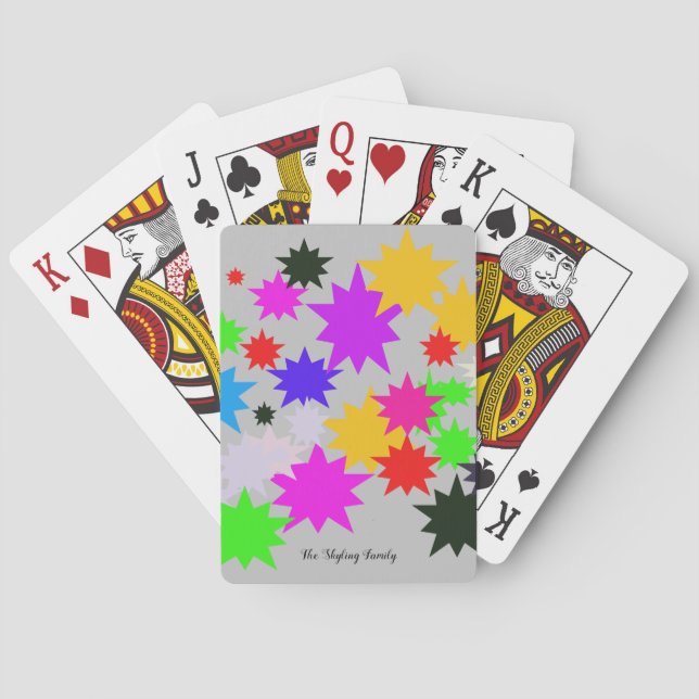 Pack of Cards with Colourful Double Stars (Back)