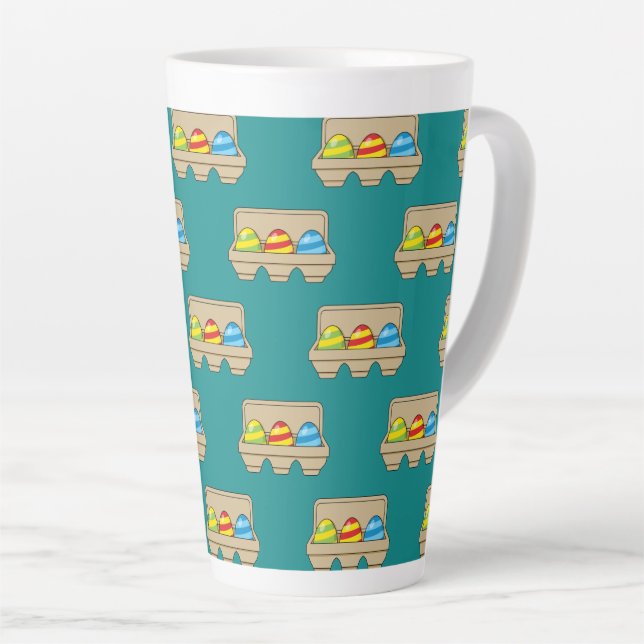Pack of Colorful Cartoon Easter Eggs Latte Mug (Right Angle)