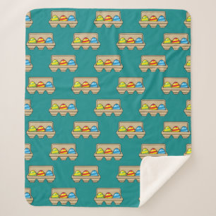 Pack of Colorful Cartoon Easter Eggs Sherpa Blanket