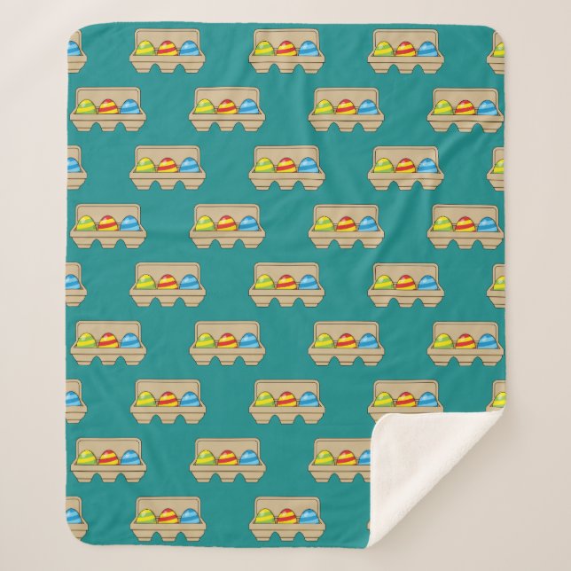 Pack of Colorful Cartoon Easter Eggs Sherpa Blanket (Front)