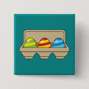 Pack of Colourful Cartoon Easter Eggs 15 Cm Square Badge
