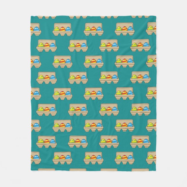 Pack of Colourful Cartoon Easter Eggs Fleece Blanket (Front)