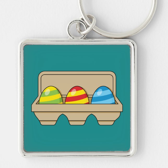 Pack of Colourful Cartoon Easter Eggs Key Ring (Front)