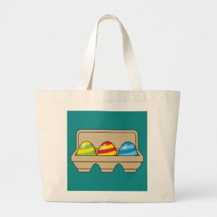 Pack of Colourful Cartoon Easter Eggs Large Tote Bag