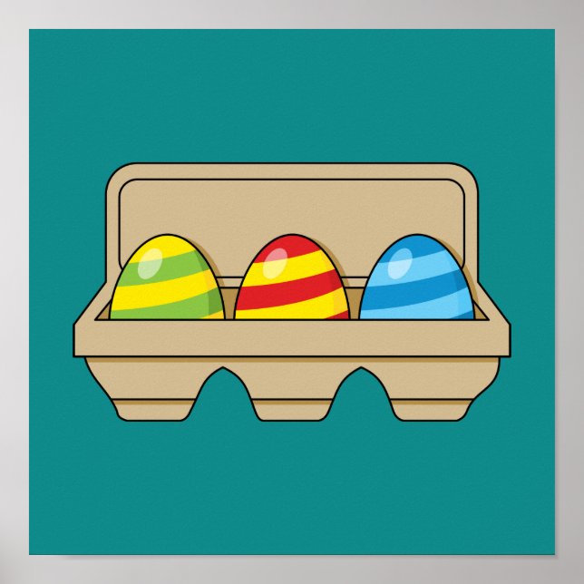 Pack of Colourful Cartoon Easter Eggs Poster (Front)