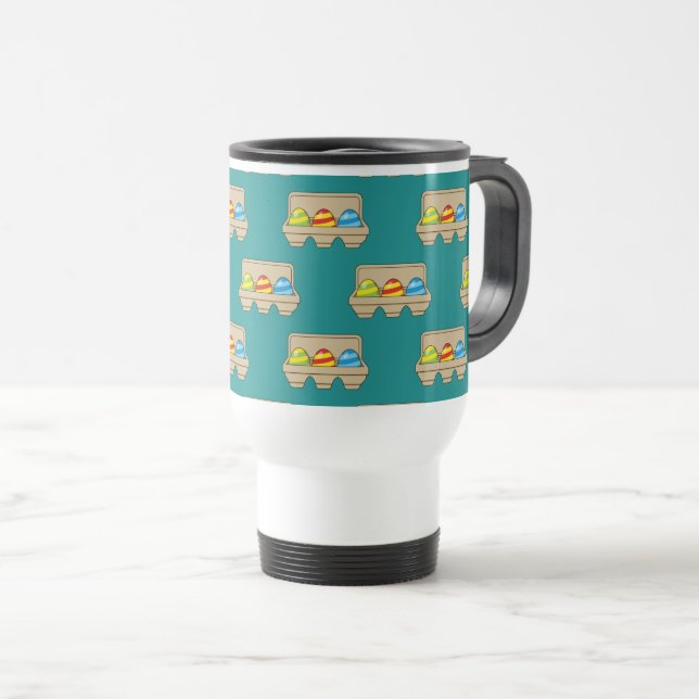Pack of Colourful Cartoon Easter Eggs Travel Mug (Front Right)