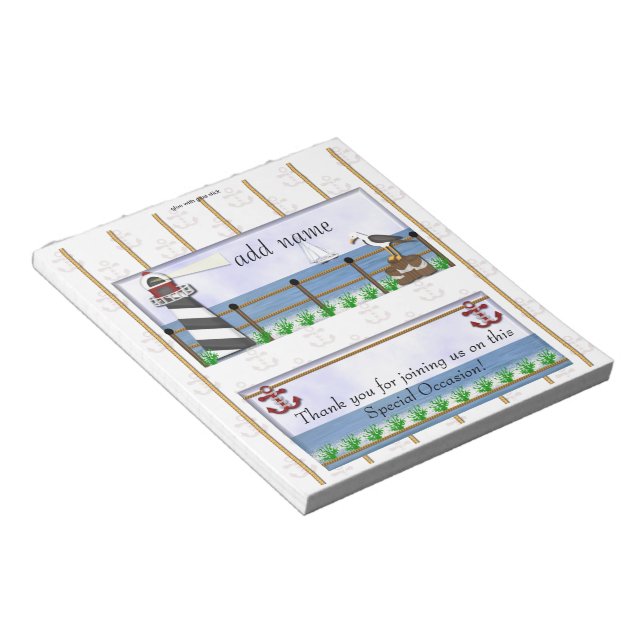 Pack of Nautical Party Candy Bar Wrapper Favour Notepad (Angled)