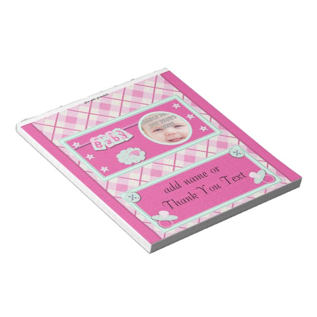 Pack of Pink Baptism Candy Bar Wrapper Party Favor Notepad (Angled)