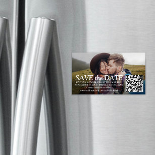 Pack of Save the Dates Wedding QR Code and Photo Magnetic Business Card