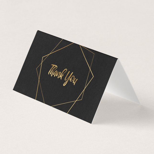 Pack of Thank You Cards with gold pentagons (Front)