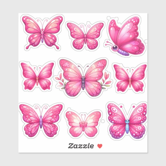 pack of vibrant pink butterflies (Sheet)