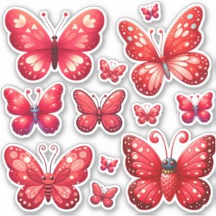 pack of vibrant red butterflies