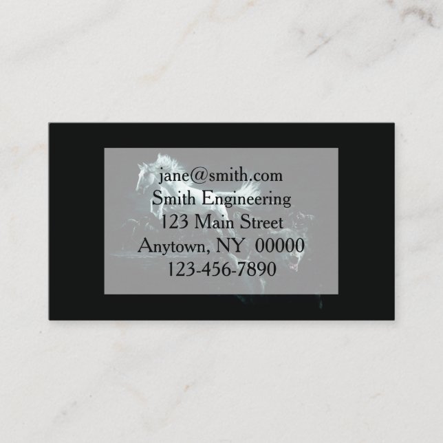 Pack of wolves attacking a white horse business card (Front)