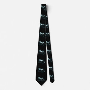 Pack of wolves attacking a white horse tie