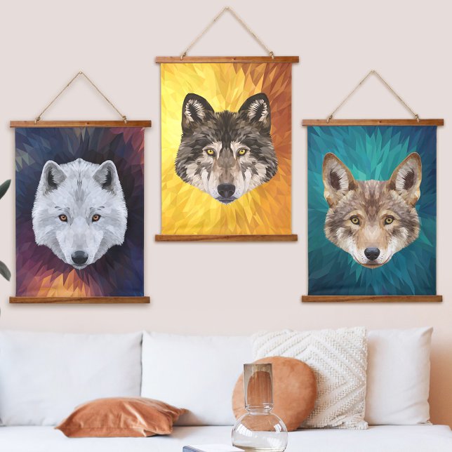 Pack of Wolves Modern Abstract Polygonal Pop Art Hanging Tapestry (Pack of Wolves Modern Abstract Polygonal Pop Art Hanging Tapestry)