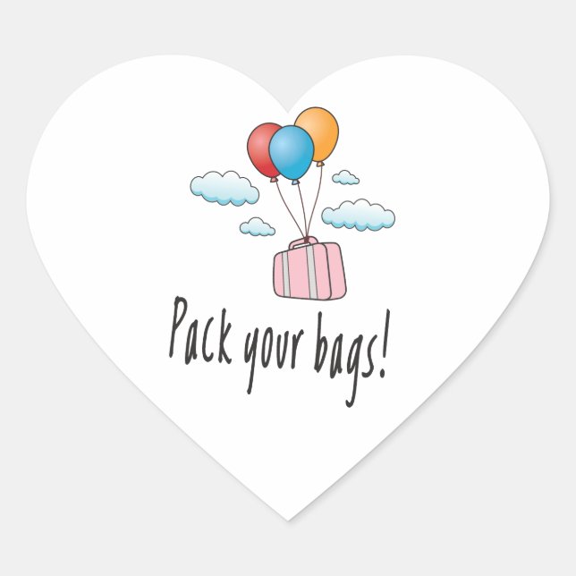 Pack your bags and let’s go on holiday heart sticker (Front)