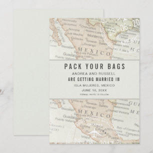 Pack Your Bags Mexico Map Destination Wedding Save The Date