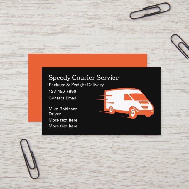 Package Delivery And Courier Business Cards  (Front/Back In Situ)