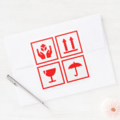 Package Handling Symbol Red Square Sticker (Envelope)