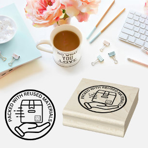 PACKAGED WITH REUSED MATERIALS Eco-Friendly  Rubber Stamp