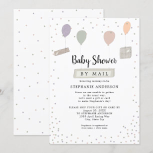 Packages + Balloons neutral Baby Shower by mail Invitation