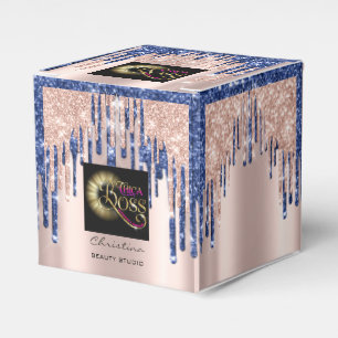 Packaging Logo Rose Drip Blue Navy Beauty  Favour Box