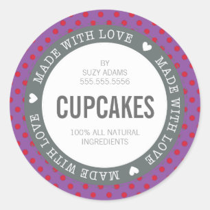 PACKAGING PRODUCT LABEL made with love purple red